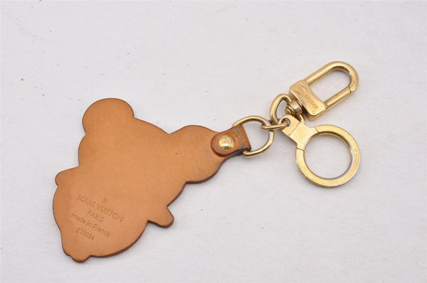 Auth Louis Vuitton Porte Cles Panda Charm Key Ring Leather Gold M62637 LV K4710