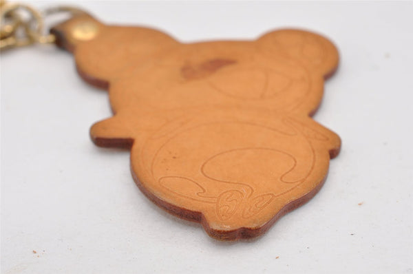 Auth Louis Vuitton Porte Cles Panda Charm Key Ring Leather Gold M62637 LV K4710