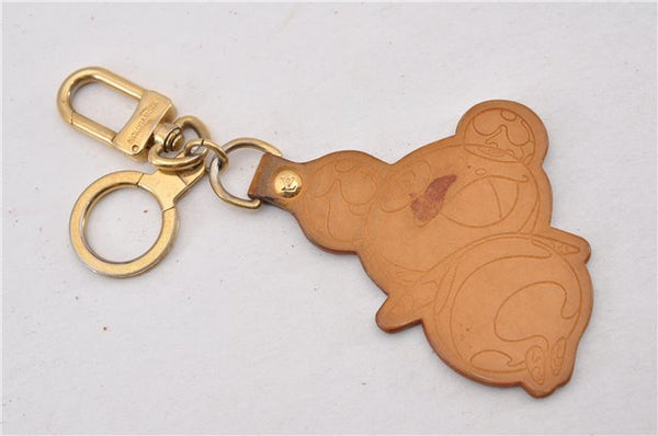Auth Louis Vuitton Porte Cles Panda Charm Key Ring Leather Gold M62637 LV K4710