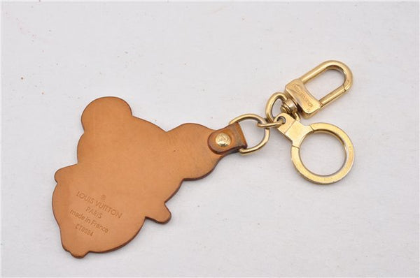 Auth Louis Vuitton Porte Cles Panda Charm Key Ring Leather Gold M62637 LV K4710