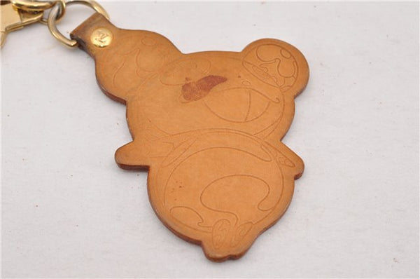 Auth Louis Vuitton Porte Cles Panda Charm Key Ring Leather Gold M62637 LV K4710