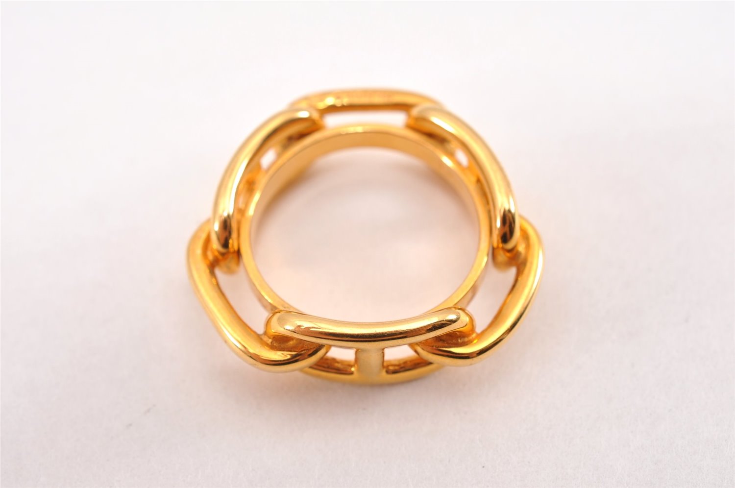 Authentic HERMES Scarf Ring Chaine d'Ancre Chain Design Gold Tone K4712