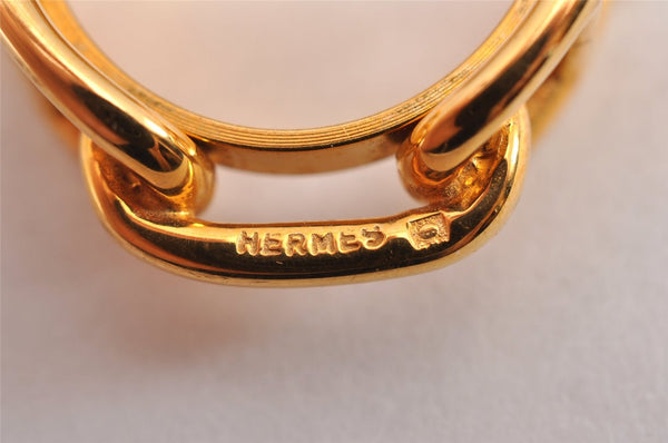 Authentic HERMES Scarf Ring Chaine d'Ancre Chain Design Gold Tone K4712