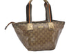 Authentic GUCCI GG Crystal Shoulder Tote Bag PVC Leather 131228 Gold K4715