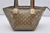 Authentic GUCCI GG Crystal Shoulder Tote Bag PVC Leather 131228 Gold K4715
