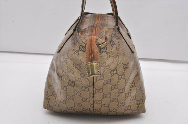 Authentic GUCCI GG Crystal Shoulder Tote Bag PVC Leather 131228 Gold K4715
