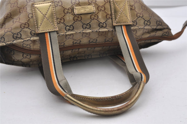 Authentic GUCCI GG Crystal Shoulder Tote Bag PVC Leather 131228 Gold K4715