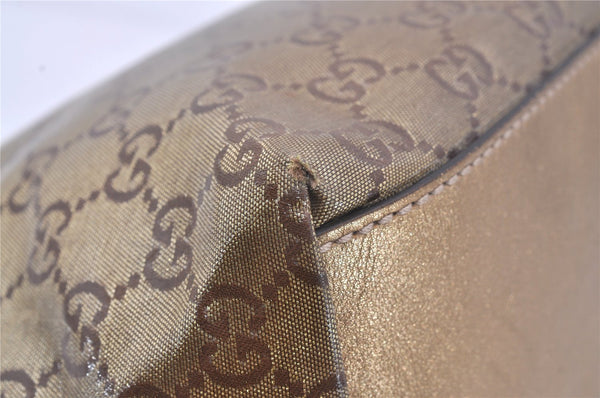 Authentic GUCCI GG Crystal Shoulder Tote Bag PVC Leather 131228 Gold K4715