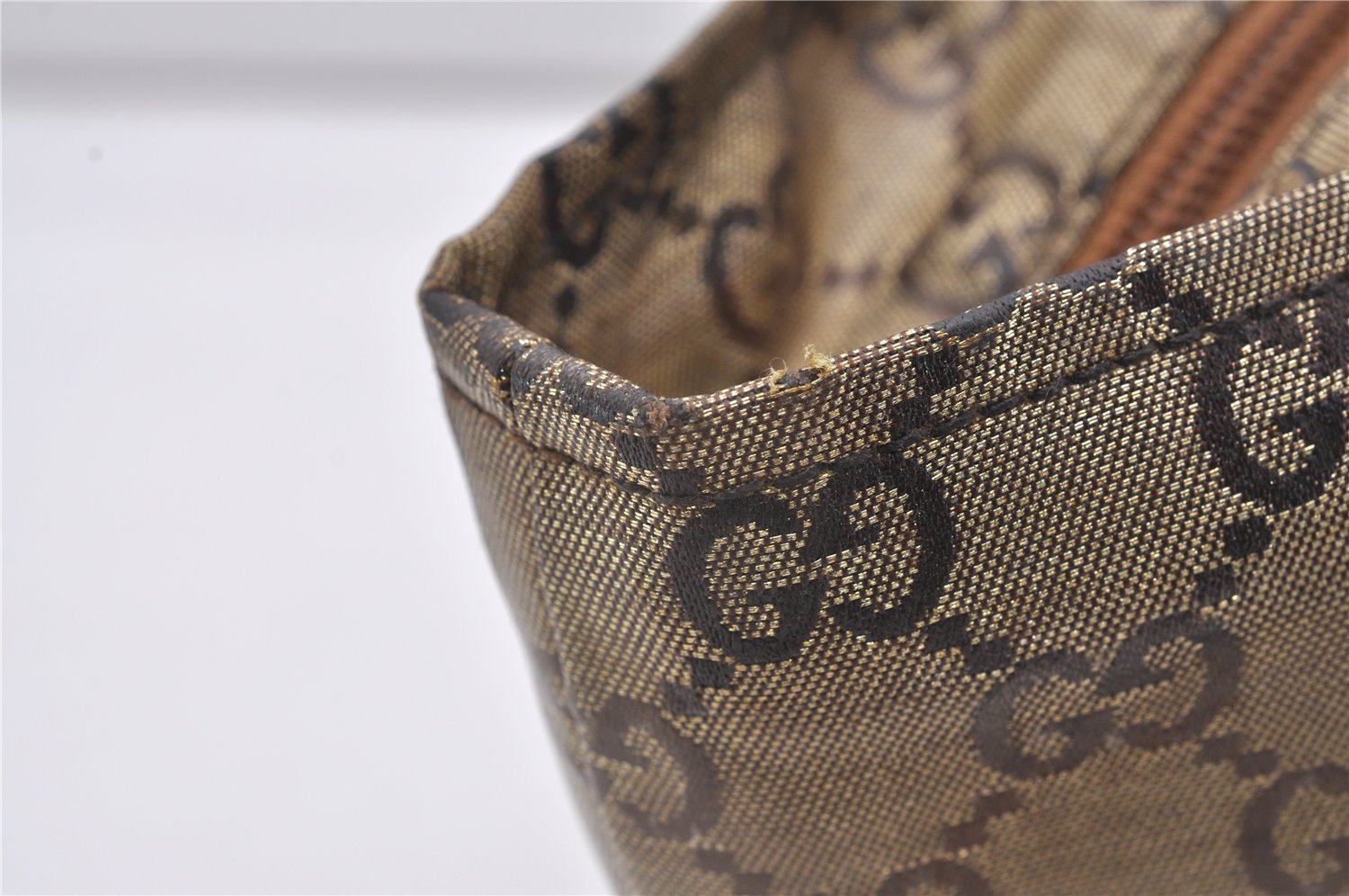 Authentic GUCCI GG Crystal Shoulder Tote Bag PVC Leather 131228 Gold K4715