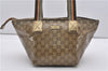 Authentic GUCCI GG Crystal Shoulder Tote Bag PVC Leather 131228 Gold K4715