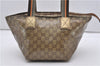 Authentic GUCCI GG Crystal Shoulder Tote Bag PVC Leather 131228 Gold K4715
