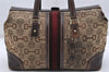 Authentic GUCCI Sherry Line Horsebit Hand Bag Canvas Leather 150335 Brown K4716