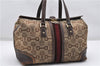 Authentic GUCCI Sherry Line Horsebit Hand Bag Canvas Leather 150335 Brown K4716