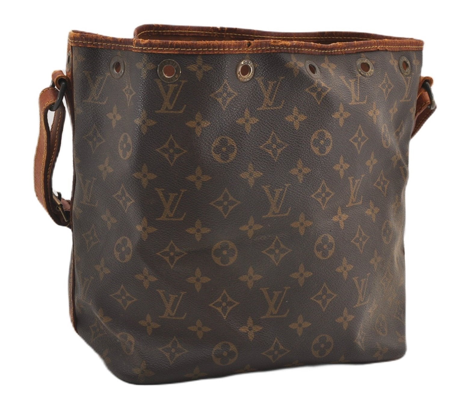 Authentic Louis Vuitton Monogram Petit Noe M42226 Shoulder Drawstring Bag K4718