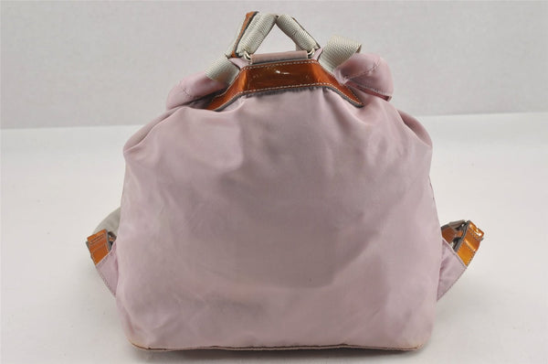 Authentic PRADA Vintage Nylon Tessuto Leather Backpack Pink K4719