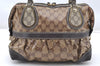 Authentic GUCCI GG Crystal Hand Boston Bag PVC Leather 223962 Brown K4722