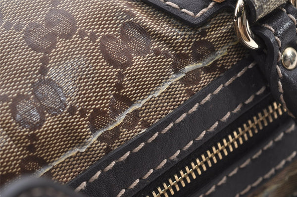 Authentic GUCCI GG Crystal Hand Boston Bag PVC Leather 223962 Brown K4722
