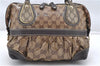 Authentic GUCCI GG Crystal Hand Boston Bag PVC Leather 223962 Brown K4722