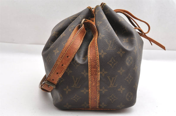 Authentic Louis Vuitton Monogram Petit Noe M42226 Shoulder Drawstring Bag K4725