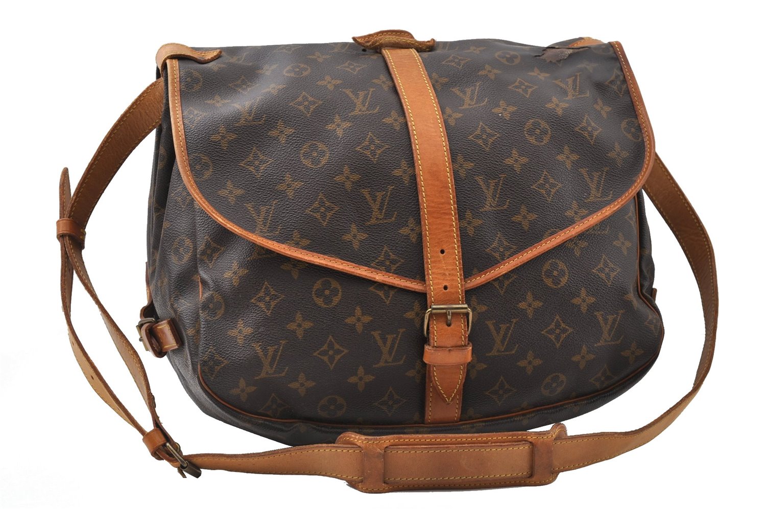 Authentic Louis Vuitton Monogram Saumur 35 Shoulder Cross Bag M42254 LV K4728