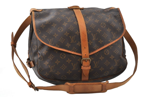 Authentic Louis Vuitton Monogram Saumur 35 Shoulder Cross Bag M42254 LV K4728