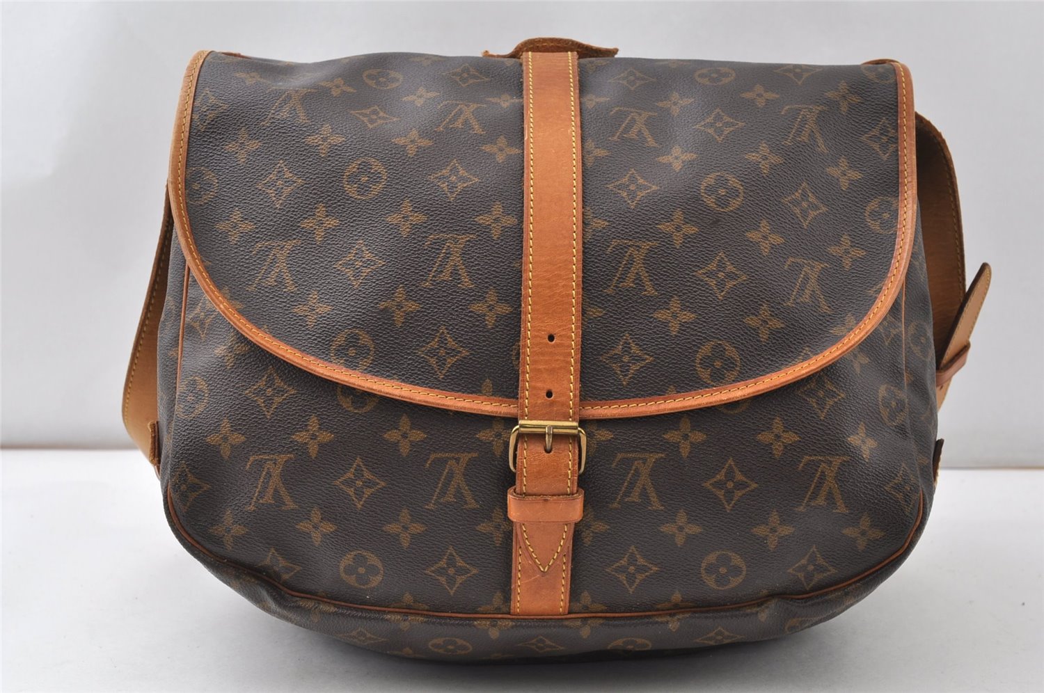 Authentic Louis Vuitton Monogram Saumur 35 Shoulder Cross Bag M42254 LV K4728