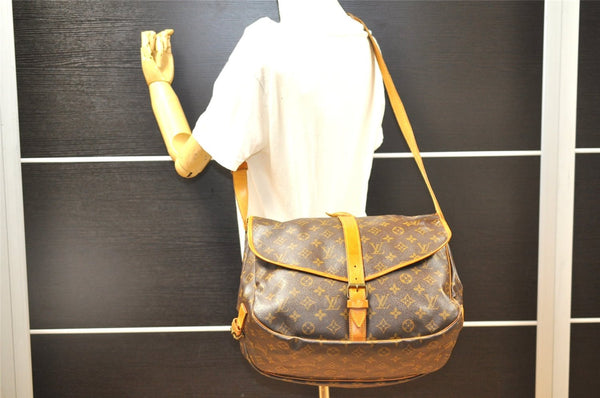 Authentic Louis Vuitton Monogram Saumur 35 Shoulder Cross Bag M42254 LV K4728