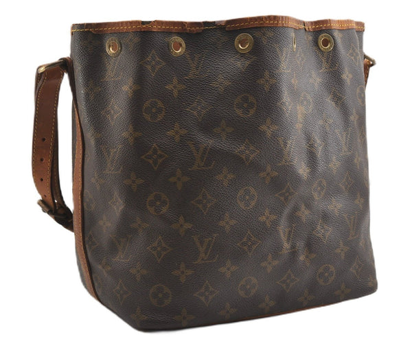 Authentic Louis Vuitton Monogram Petit Noe M42226 Shoulder Drawstring Bag K4731