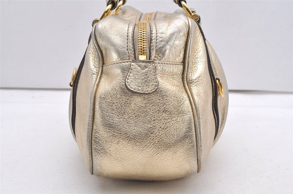 Authentic BURBERRY Vintage Leather Shoulder Hand Tote Bag Purse Gold K4773