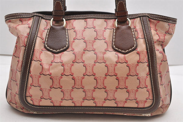 Authentic CELINE Macadam Shoulder Tote Bag PVC Leather Red Brown K4774