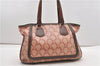 Authentic CELINE Macadam Shoulder Tote Bag PVC Leather Red Brown K4774