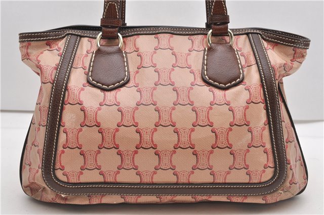 Authentic CELINE Macadam Shoulder Tote Bag PVC Leather Red Brown K4774