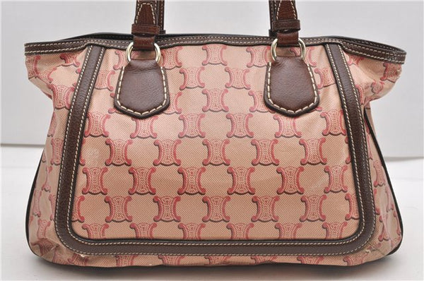 Authentic CELINE Macadam Shoulder Tote Bag PVC Leather Red Brown K4774