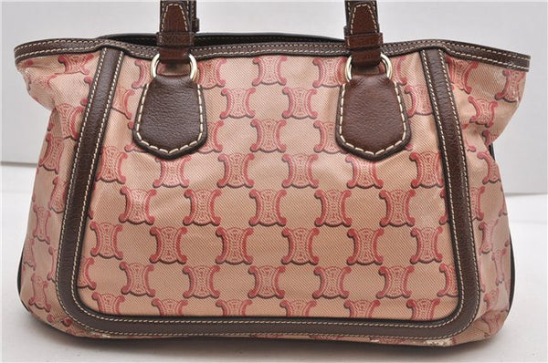 Authentic CELINE Macadam Shoulder Tote Bag PVC Leather Red Brown K4774