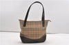 Authentic Burberrys Nova Check Shoulder Tote Bag Canvas Leather Beige K4776