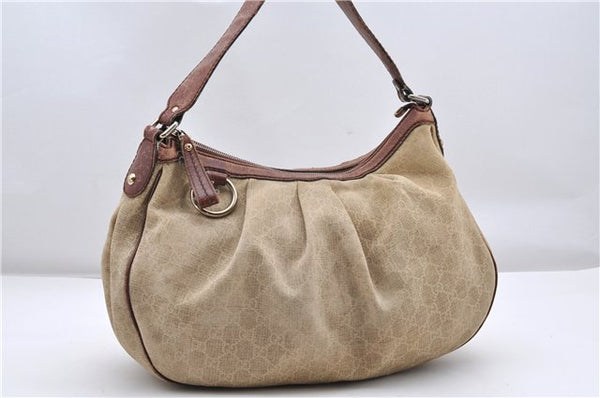 Authentic GUCCI Sukey Shoulder Bag GG Canvas Leather 232955 Beige K4778
