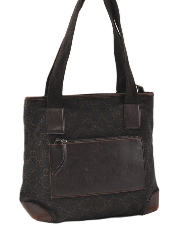 Authentic GUCCI Shoulder Hand Bag Purse GG Canvas Leather 28893 Brown K4779