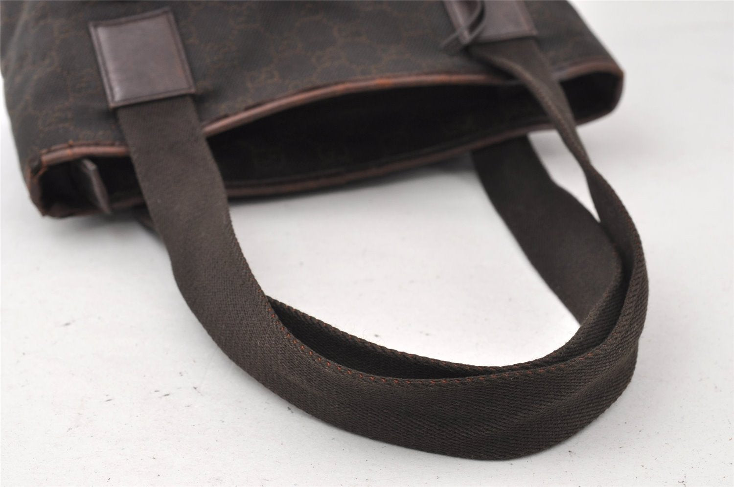 Authentic GUCCI Shoulder Hand Bag Purse GG Canvas Leather 28893 Brown K4779