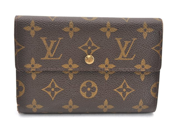 Authentic Louis Vuitton Monogram Porte Tresor Etui Papier Wallet M61202 LV K4782