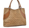 Authentic GUCCI Shoulder Hand Tote Bag GG Canvas Leather 113016 Beige K4784