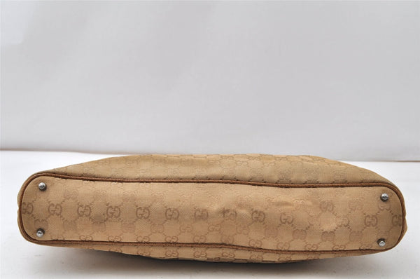 Authentic GUCCI Shoulder Hand Tote Bag GG Canvas Leather 113016 Beige K4784