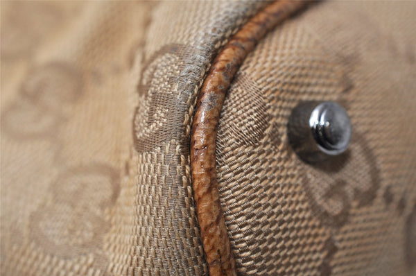 Authentic GUCCI Shoulder Hand Tote Bag GG Canvas Leather 113016 Beige K4784