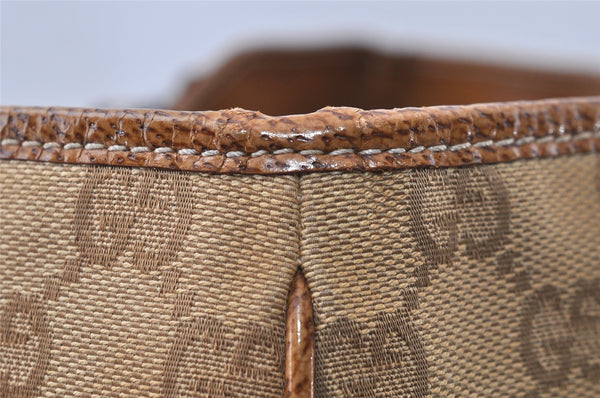 Authentic GUCCI Shoulder Hand Tote Bag GG Canvas Leather 113016 Beige K4784