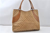 Authentic GUCCI Shoulder Hand Tote Bag GG Canvas Leather 113016 Beige K4784