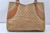 Authentic GUCCI Shoulder Hand Tote Bag GG Canvas Leather 113016 Beige K4784