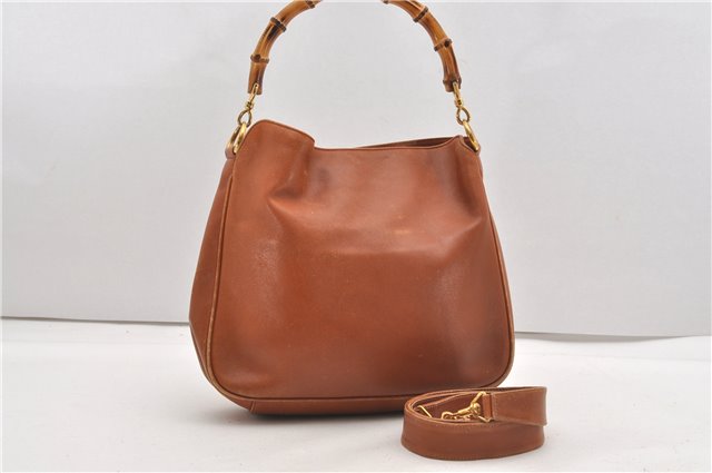 Authentic GUCCI Bamboo 2Way Shoulder Tote Bag Nylon Leather Brown Junk K4786