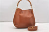 Authentic GUCCI Bamboo 2Way Shoulder Tote Bag Nylon Leather Brown Junk K4786