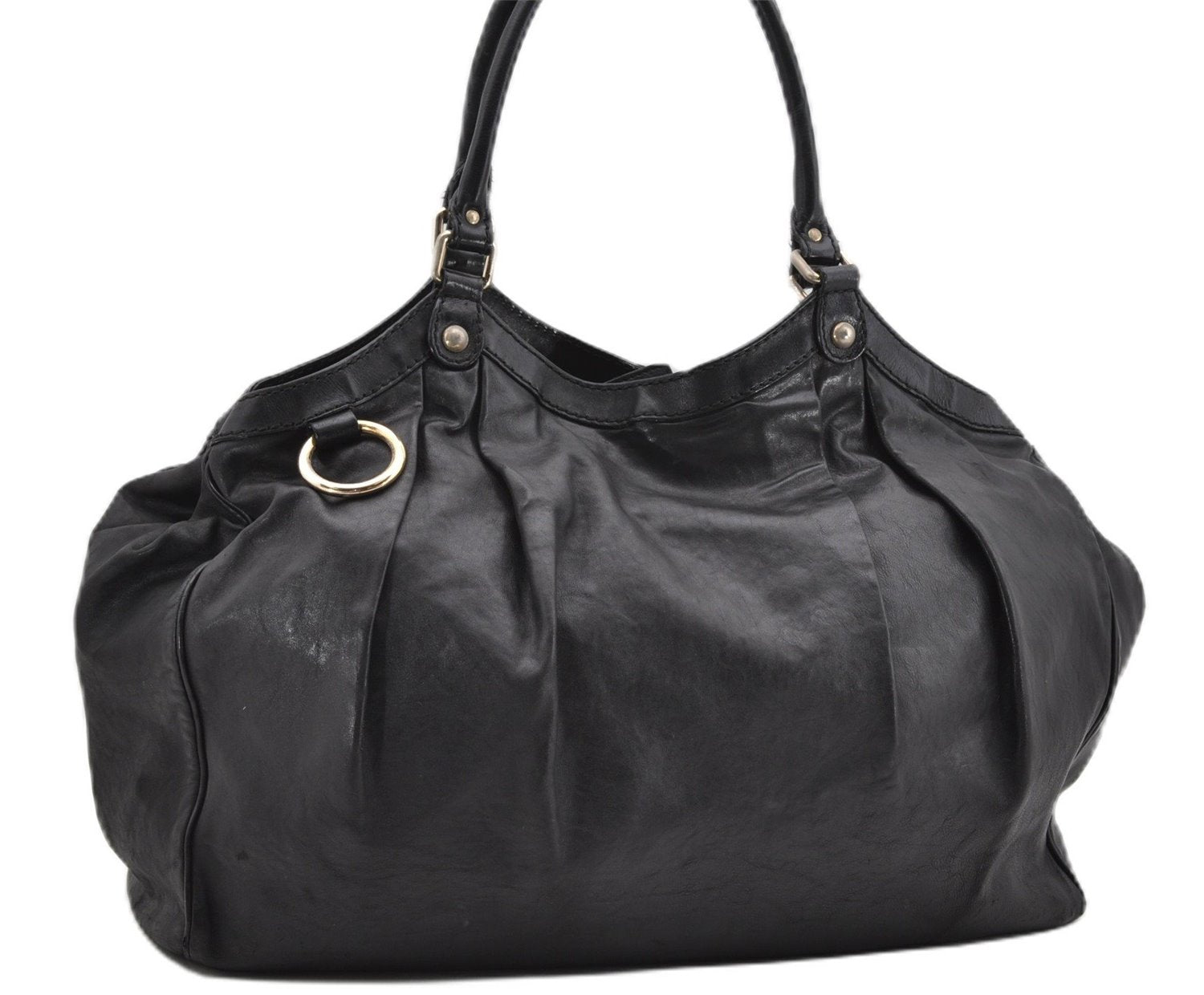 Authentic GUCCI Sukey Vintage Shoulder Tote Bag Leather 211943 Black K4787