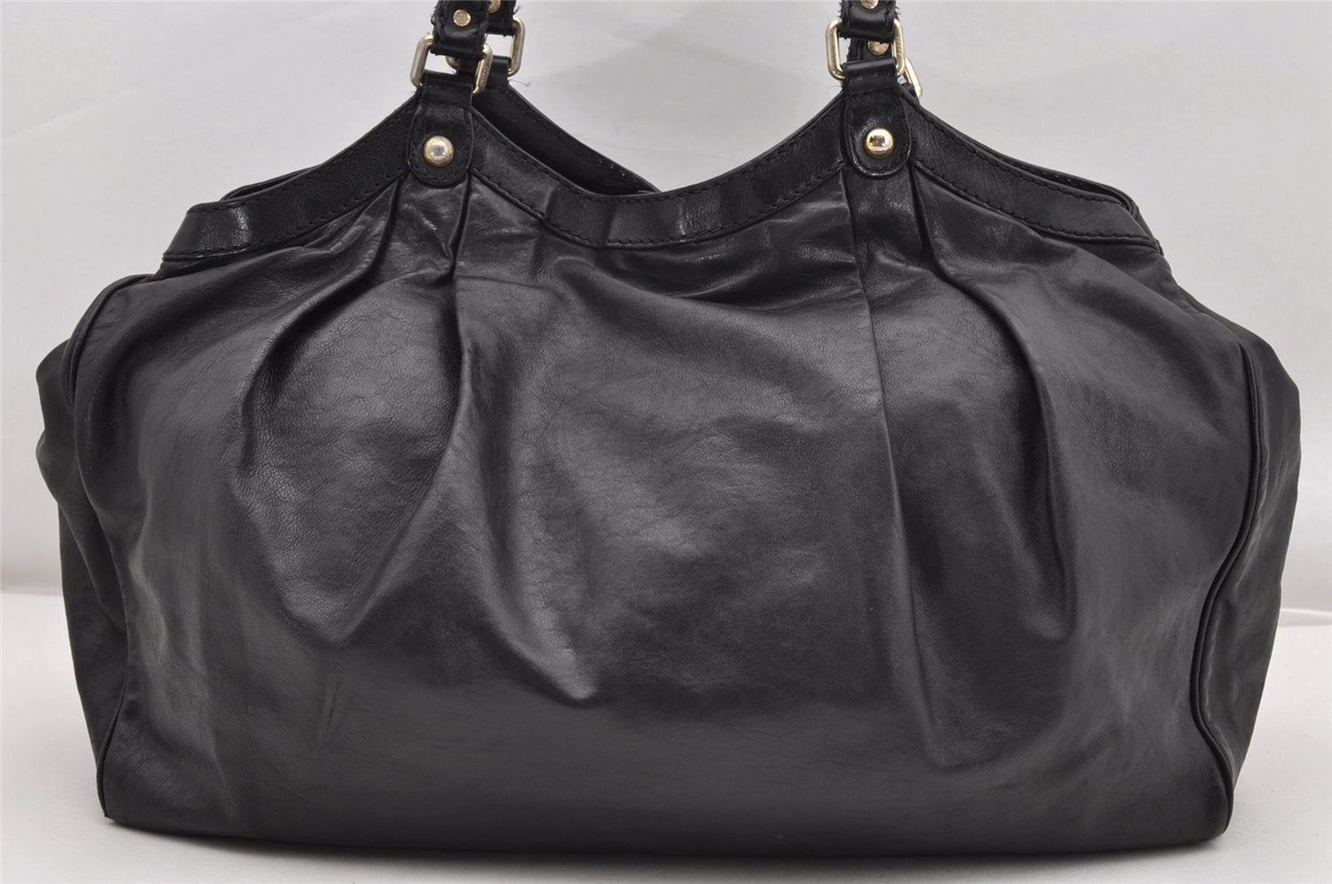 Authentic GUCCI Sukey Vintage Shoulder Tote Bag Leather 211943 Black K4787