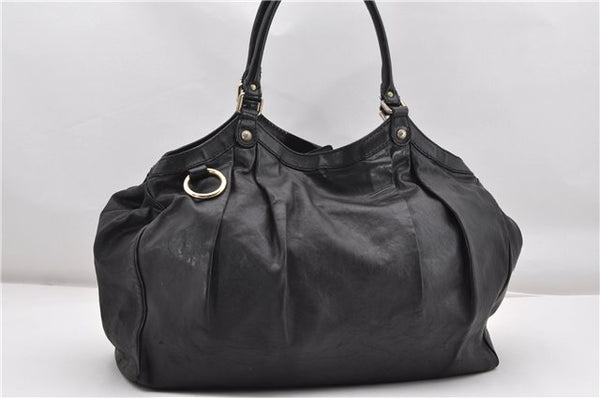 Authentic GUCCI Sukey Vintage Shoulder Tote Bag Leather 211943 Black K4787